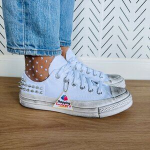 ⭐Rare Converse Chuck 70 Stud Low Edge 8 Women Shoes Sneakers White Punk A07208C⭐